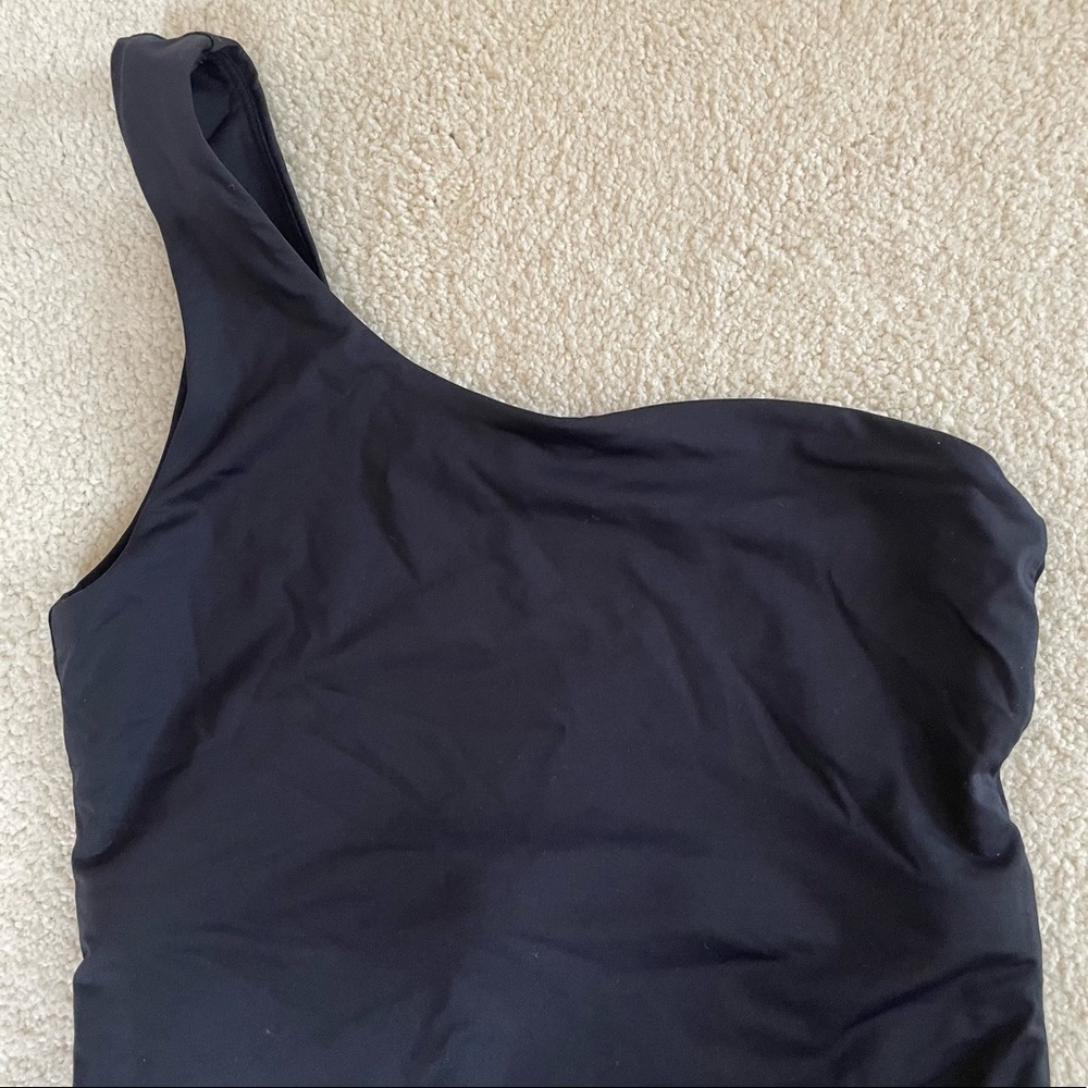 girlfriend collective one shoulder one piece swimsuit